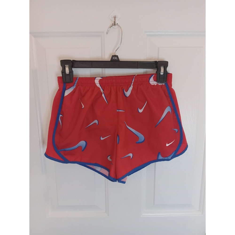 Nike Girls Dri-Fit Tempo Allover Swoosh Print Running Shorts‎ Lined Large Look